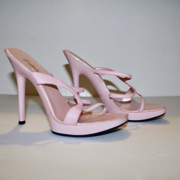 Frederick's Pink Strap Square Toe Backless Sandals - Picture 1 of 11